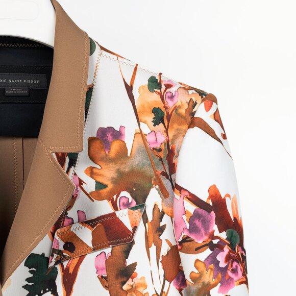 Marie Saint Pierre Redzepi Fall-Print & Sand Floral Neoprene Open-Front Jacket - Picture 5 of 11